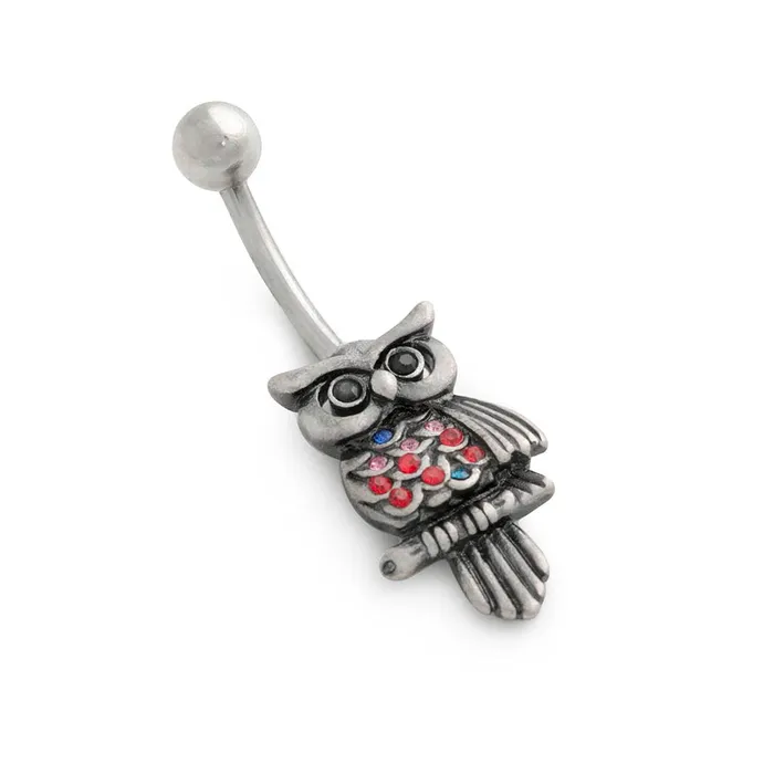 Painful Pleasures Male Sex Toys 14g 716 Antique Jeweled Owl Belly Button Ring Painful Pleasures Male Sex Toys 14g 716 Antique Jeweled Owl Belly Button Ring