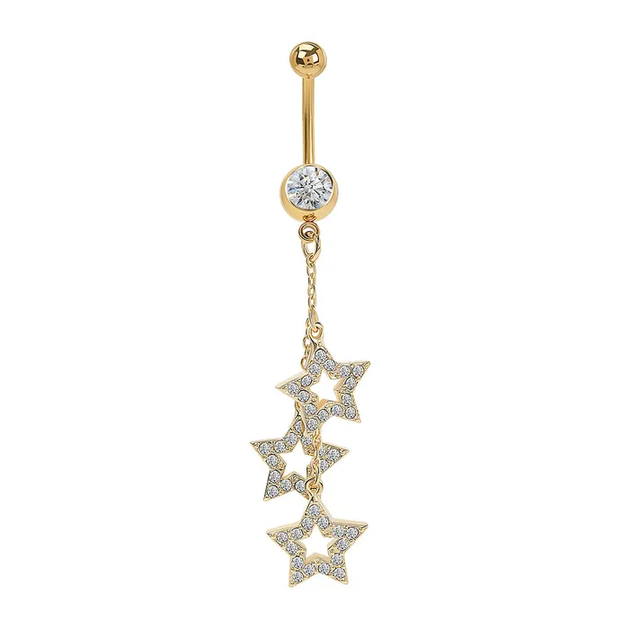 Painful Pleasures Male Sex Toys 14g 716 PVD Gold Starfall Dangle Belly Button Ring Painful Pleasures Male Sex Toys 14g 716 PVD Gold Starfall Dangle Belly Button Ring