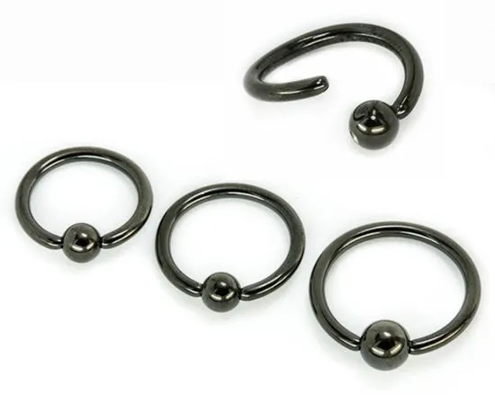 Painful Pleasures Male Sex Toys 14g Blackout Annealed Fixed Bead Ring