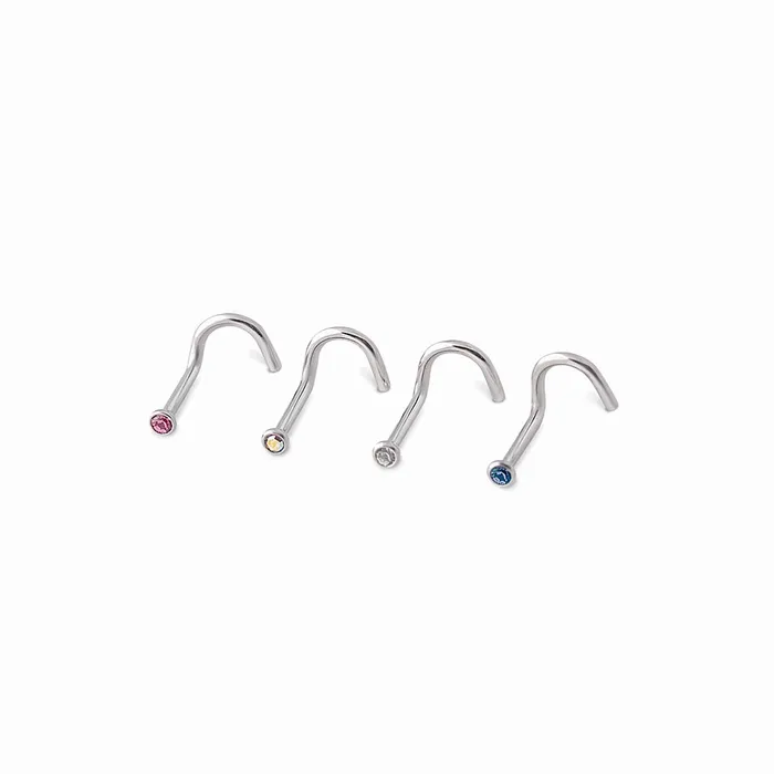 Painful Pleasures Male Sex Toys 18g Bezel Set Jeweled Flat Head Nose Screw Price Per 1