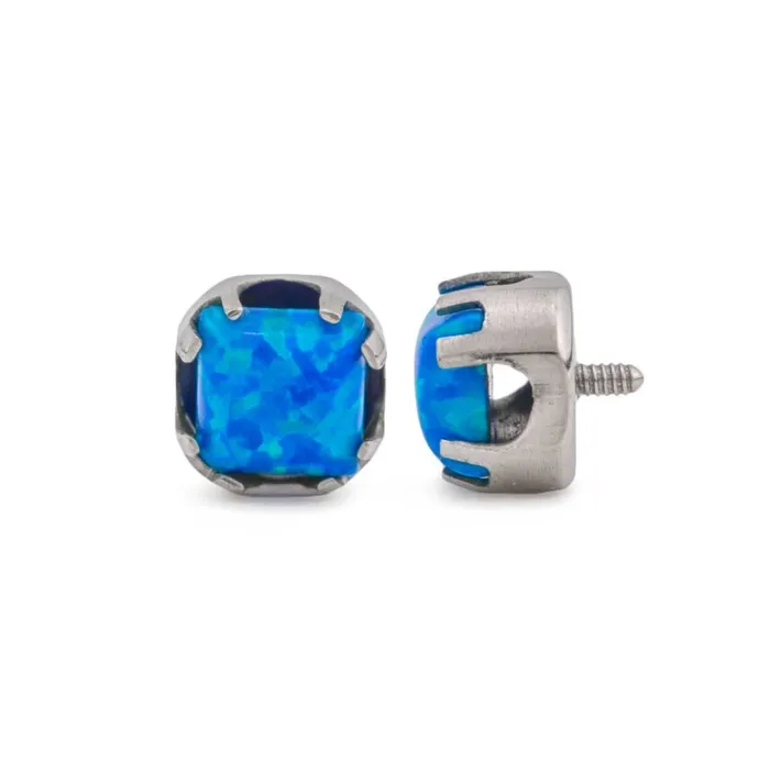 Painful Pleasures USA Anal 14g12g Internally Threaded Titanium Corner ProngSet Square Opal Top 5mm Price Per 1 Painful Pleasures USA Anal 14g12g Internally Threaded Titanium Corner ProngSet Square Opal Top 5mm Price Per 1