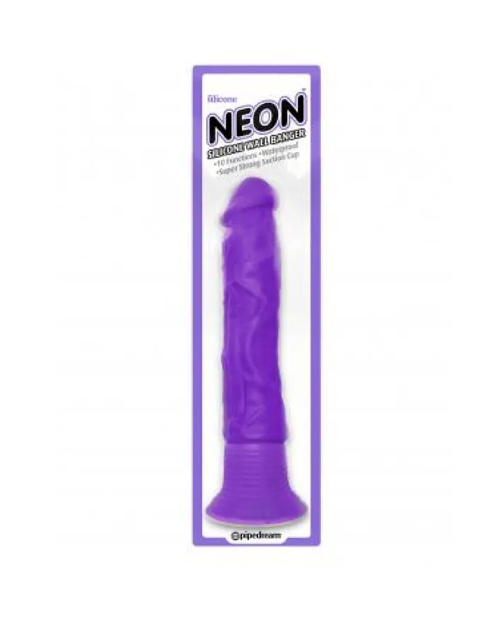 Pipedream Products Dildos Neon Luv Touch Wall Banger Silicone Vibrating 75 Inch Dildo Purple
