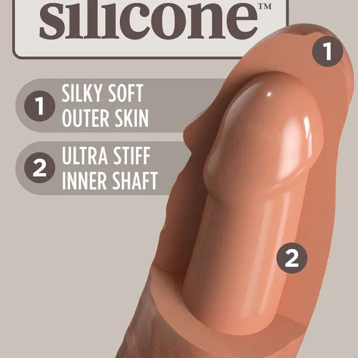 Pipedream Products Female Sex Toys King Cock Elite 6 Vibrating Silicone Dual Density Dildo Caramel