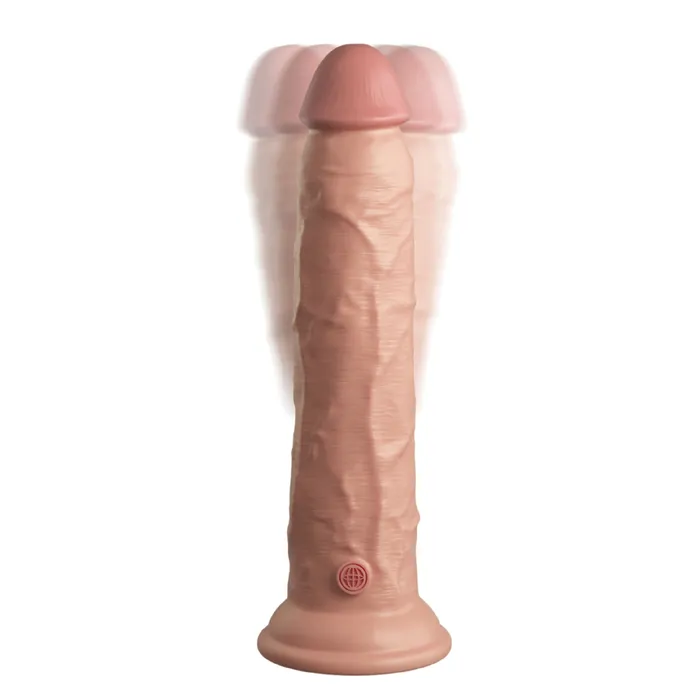 Pipedream Products Female Sex Toys King Cock Elite 9 Vibrating Silicone Dual Density Dildo with Remote Vanilla