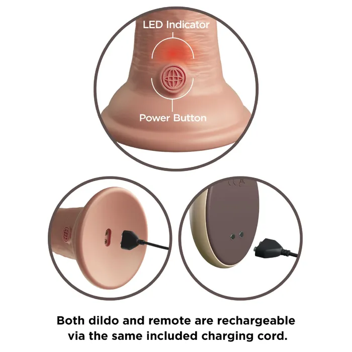 Pipedream Products Female Sex Toys King Cock Elite 9 Vibrating Silicone Dual Density Dildo with Remote Vanilla