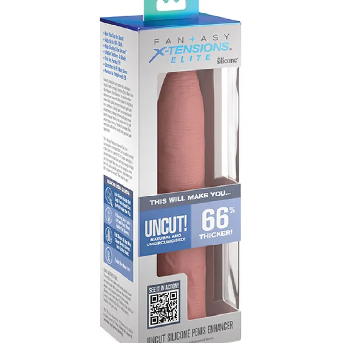 Pipedream Products Male Sex Toys Fantasy Uncut 7 Inch Silicone Penis Extension Vanilla