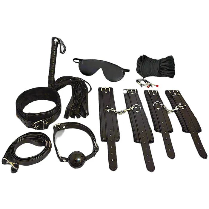 Plesur Couples Everything Bondage 9 Piece Beginners Bondage Kit Black