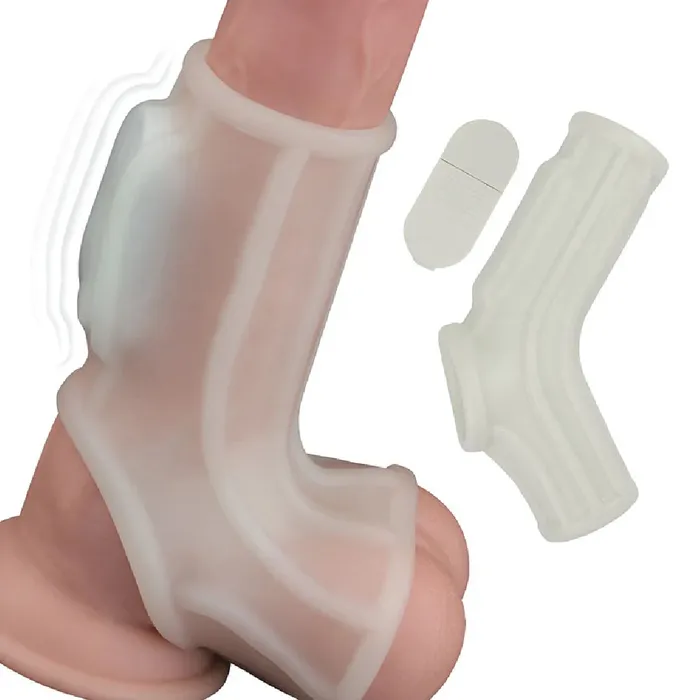 Power Sleeve Sleek Fit Vibrating Penis Enhancer with Ball Strap White Nasstoys Male Sex Toys