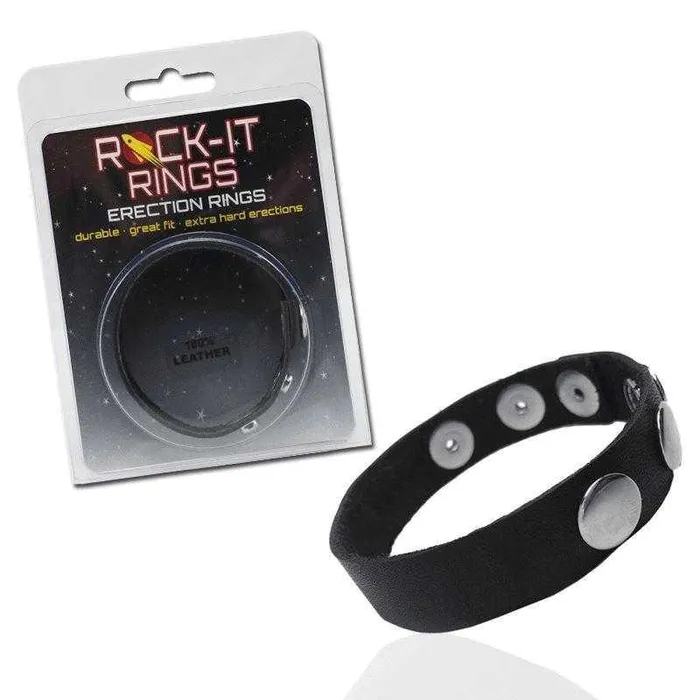 RockIt Rings LLC Male Sex Toys RockIt Rings Leather 3Snap CRing