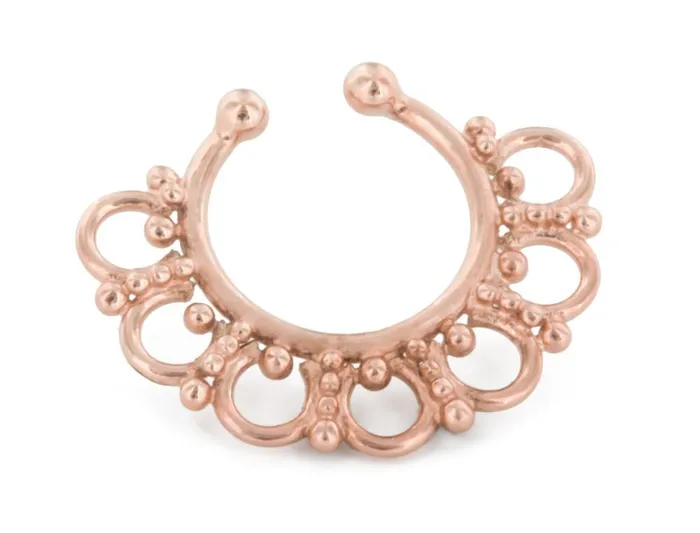 Rose Gold Plated Sterling Silver Detailed Septum Ring or Earring Clip On Painful Pleasures Anal Rose Gold Plated Sterling Silver Detailed Septum Ring or Earring Clip On Painful Pleasures Anal