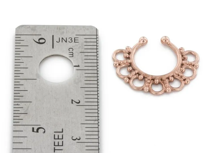 Rose Gold Plated Sterling Silver Detailed Septum Ring or Earring Clip On Painful Pleasures Anal