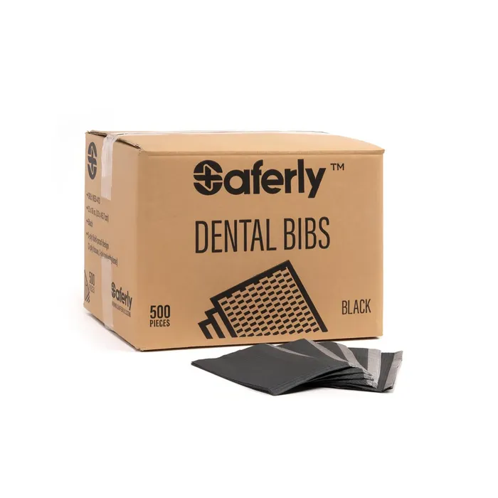 Saferly Anal Saferly Medical Black Dental Bibs 13 x 18 Case of 500