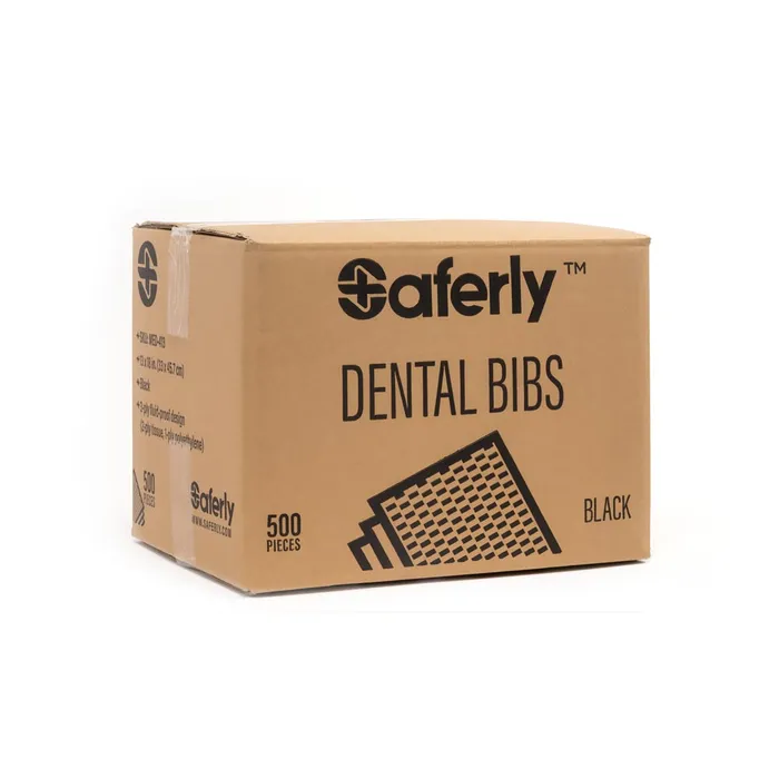 Saferly Anal Saferly Medical Black Dental Bibs 13 x 18 Case of 500
