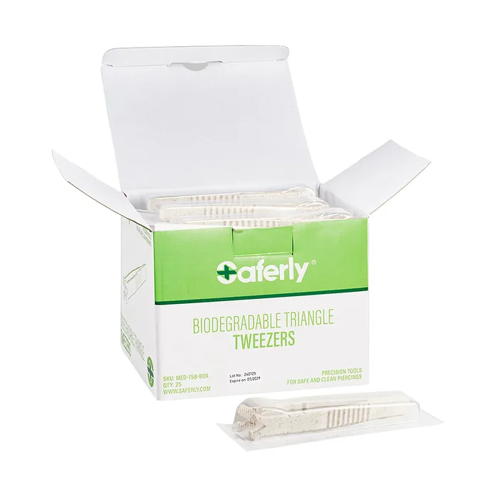 Saferly Medical Biodegradable Sterilized Triangle Tip Tweezers Box of 25 Saferly Anal