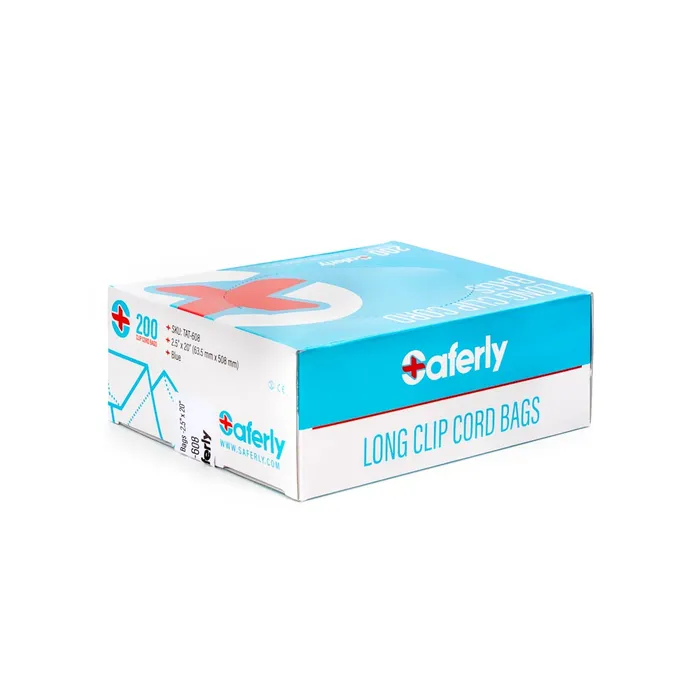 Saferly Vibrators Saferly 20 Clip Cord Sleeves Machine Bags Blue Box of 200