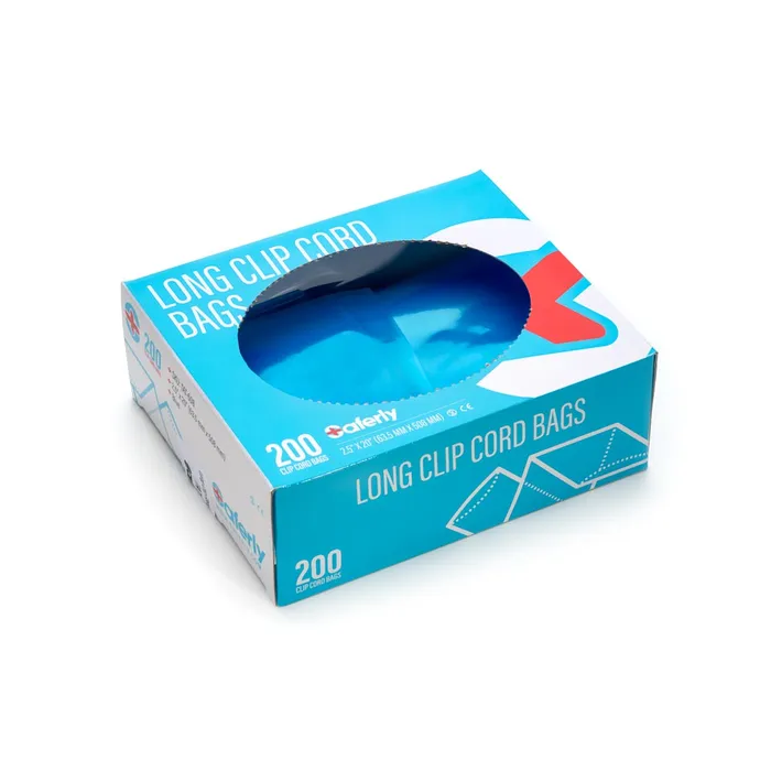 Saferly Vibrators Saferly 20 Clip Cord Sleeves Machine Bags Blue Box of 200