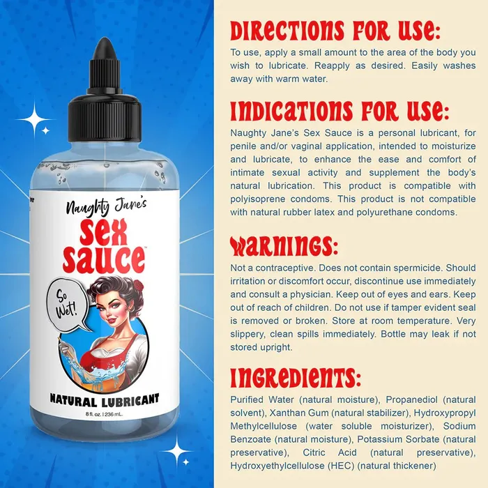Sexual Health Wellbeing XR Brand Naughty Janes Sex Sauce Natural Lubricant 8 oz