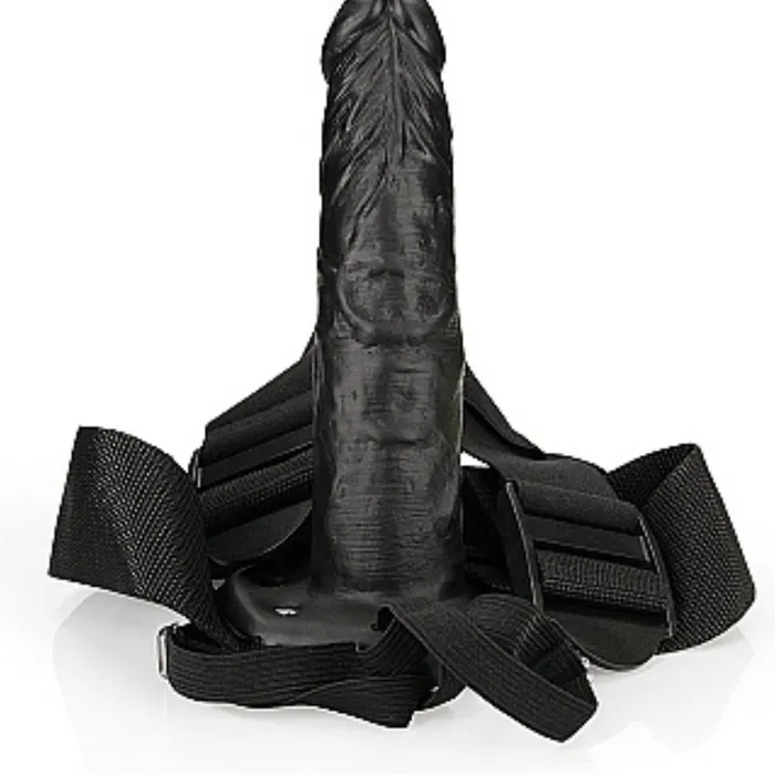 Shots Female Sex Toys Realrock 8 Inch Hollow Dildo Strapon Harness Black