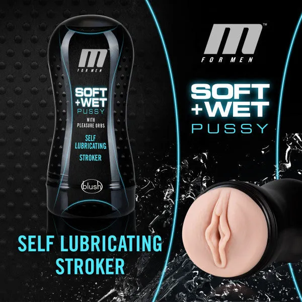 Soft and Wet Pussy Self Lubricating Stroker with Pleasure Ridges Vanilla Blush Male Sex Toys