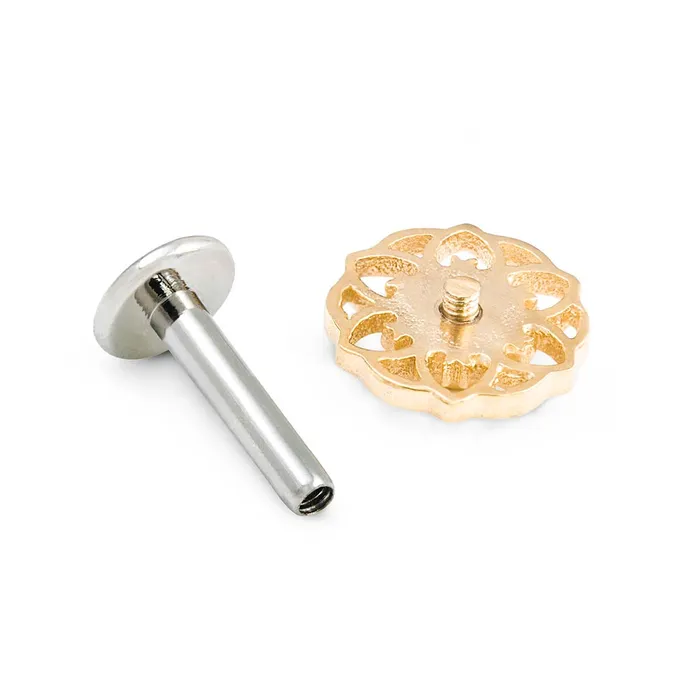 Tilum 14g12g Internally Threaded Yellow Gold Hellebore Top White Opal Center Price Per 1 Tilum Vibrators