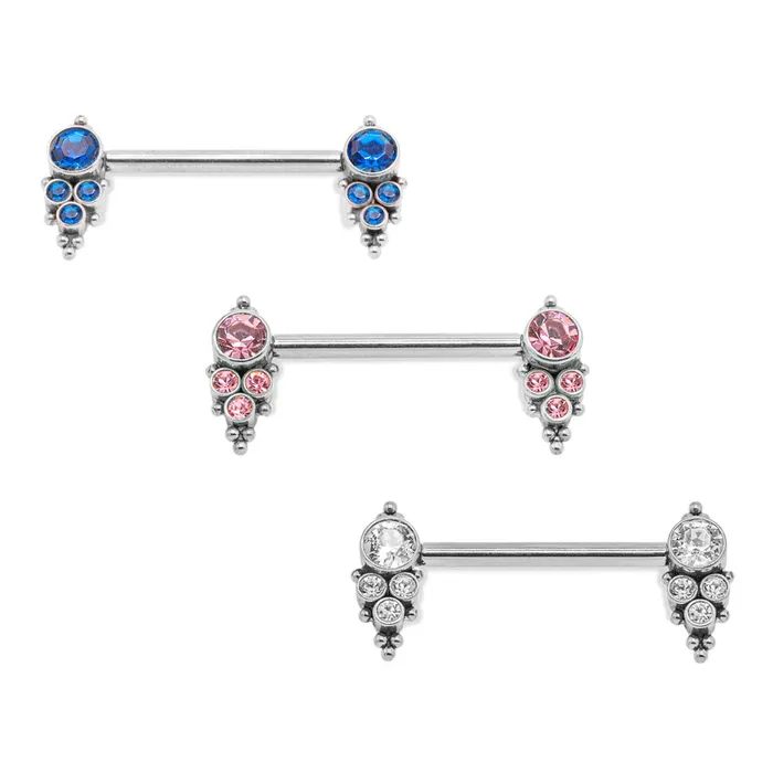 Tilum 14g 58 Jewel and Bead Clusters Titanium Nipple Barbell Price Per 1 Tilum Vibrators Tilum 14g 58 Jewel and Bead Clusters Titanium Nipple Barbell Price Per 1 Tilum Vibrators