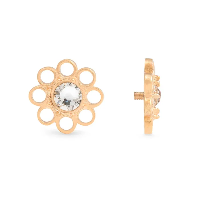 Tilum 18g16g Internally Threaded Yellow Gold Wildflower Top Crystal Jewel Center Price Per 1 Tilum Anal Tilum 18g16g Internally Threaded Yellow Gold Wildflower Top Crystal Jewel Center Price Per 1 Tilum Anal