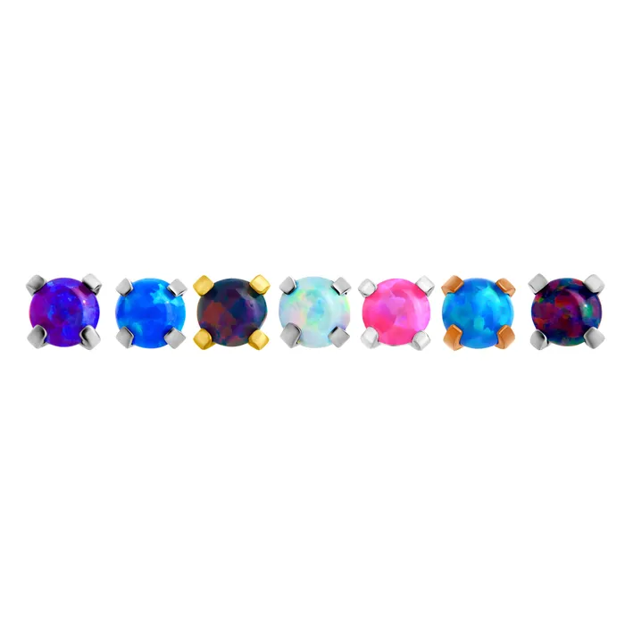 Tilum Anal Tilum 18g16g Internally Threaded Square ProngSet 25mm Round Opal Top Price Per 1