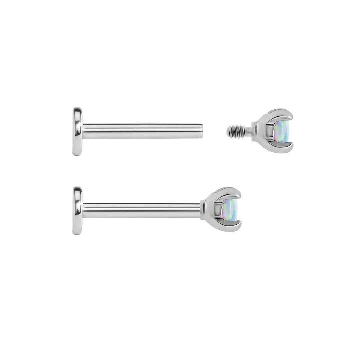 Tilum Anal Tilum 18g16g Internally Threaded Square ProngSet 25mm Round Opal Top Price Per 1