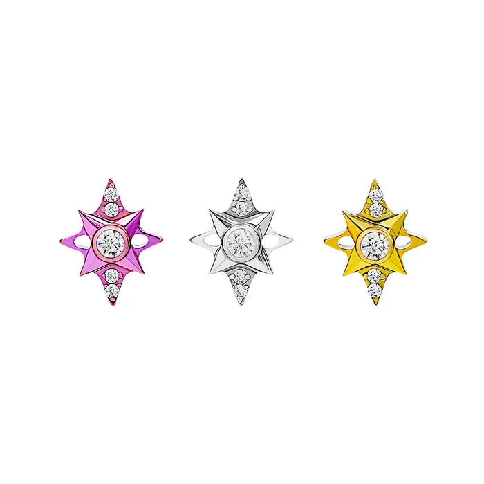Tilum Jeweled Compass Titanium Threadless Top Price Per 1 Tilum Vibrators