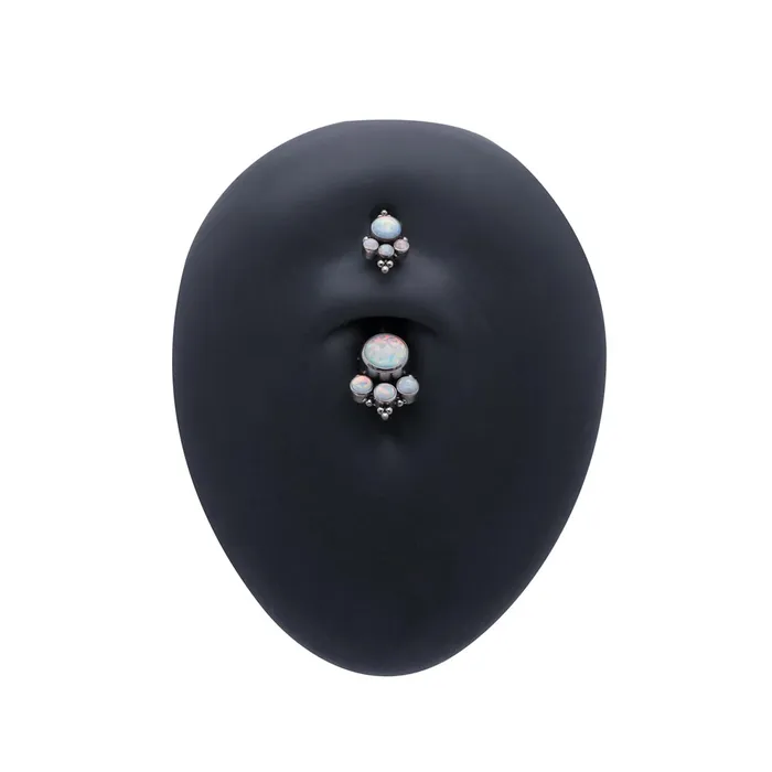 Tilum Male Sex Toys Tilum 14g 716 Double White Opal Cluster Titanium Belly Button Ring