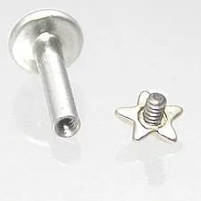 USA Vibrators 14g 516 Internally Threaded 14kt White Gold Nautical Star Labret