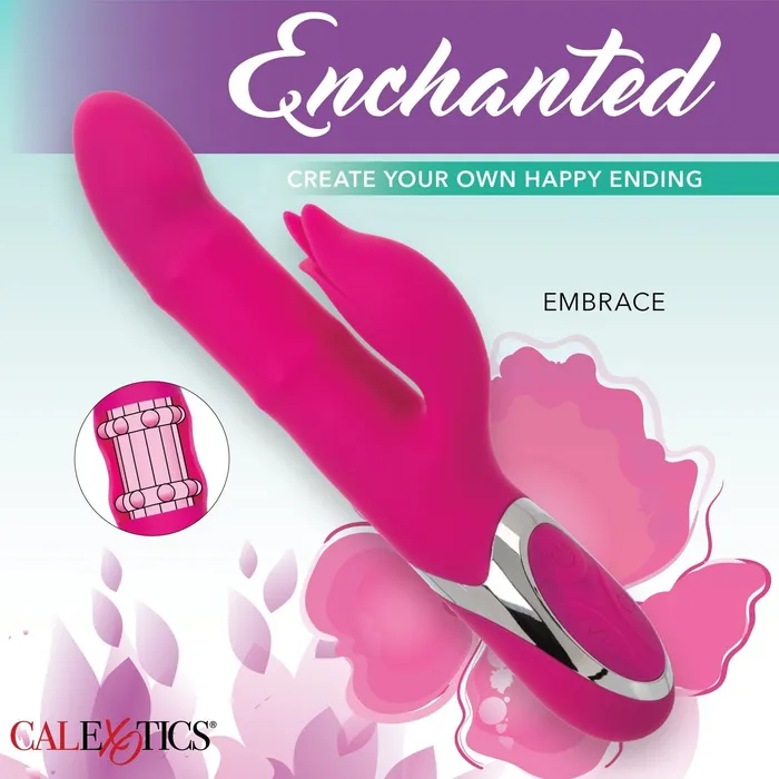 Vibrators CalExotics Enchanted Embrace Rabbit with Beaded Shaft and Clit Flicker Pink Vibrators CalExotics Enchanted Embrace Rabbit with Beaded Shaft and Clit Flicker Pink