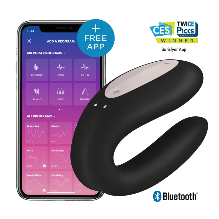 Vibrators Double Joy Wearable App Controlled Couples Vibrator Black Satisfyer