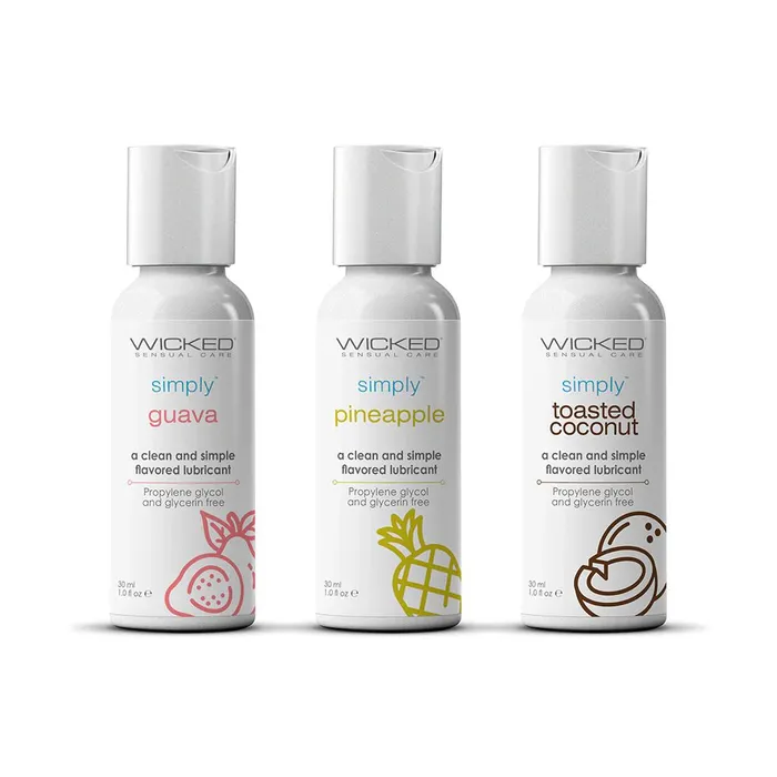 Wicked Lubes Vibrators Wicked Simply Aqua Tropical Trio 1 oz Guava Pineapple Toasted Coconut